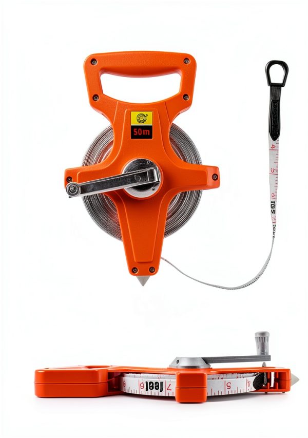 Fiberglass Tape Measure QWORK 1/2" x 164' Dual‑Side Reel Orange 2 Pack-5