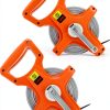 Fiberglass Tape Measure QWORK 1/2" x 164' Dual‑Side Reel Orange 2 Pack-6