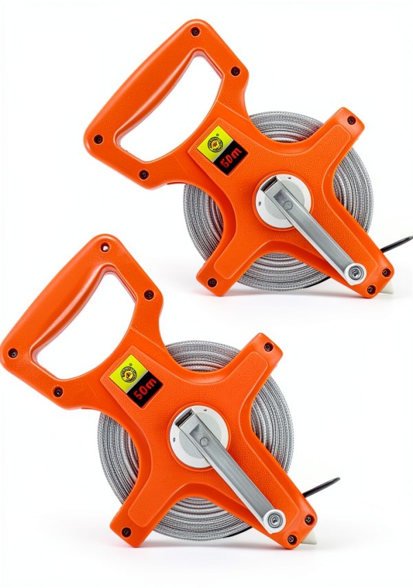 Fiberglass Tape Measure QWORK 1/2" x 164' Dual‑Side Reel Orange 2 Pack-6