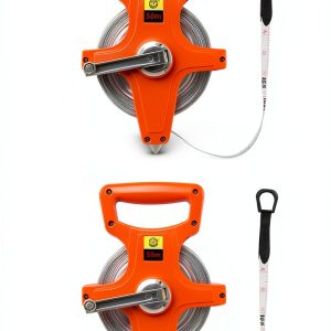 Fiberglass Tape Measure QWORK 1/2" x 164' Dual‑Side Reel Orange 2 Pack-0