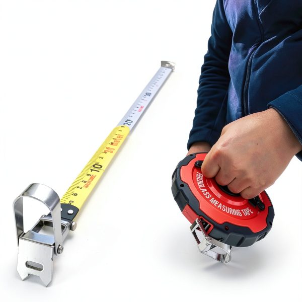 HAUTMEC 100ft/30m Tape Measure Long Measuring Tape Flexible PVC Fiberglass Dual Inch/Metric, Closed Reel Measure Tape, for Land Yard Distance Measurement, and Construction 25061-3