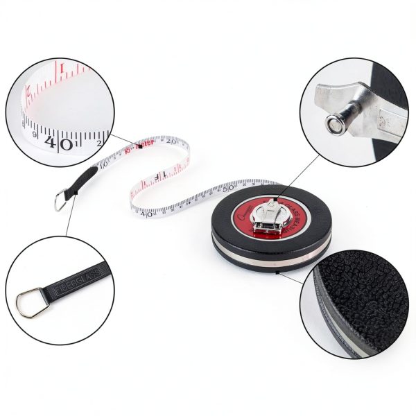 Champion Sports Closed Reel Measure Tape, 100 ft, 30 m - Sturdy Measuring Tapes with Hand Crank for Track and Field, Long Jump, Landscaping - Durable, Dual-Sided Measuring Reel with Feet and Meters-2